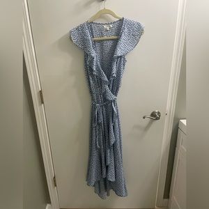 Blue floral wrap maxi dress- size small
